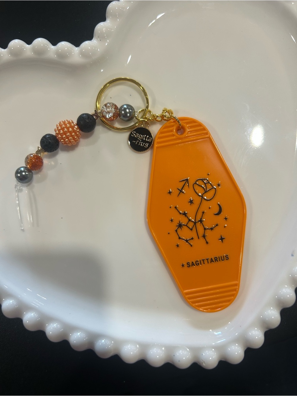 Sagittarius Orange Zodiac Keychain Charm